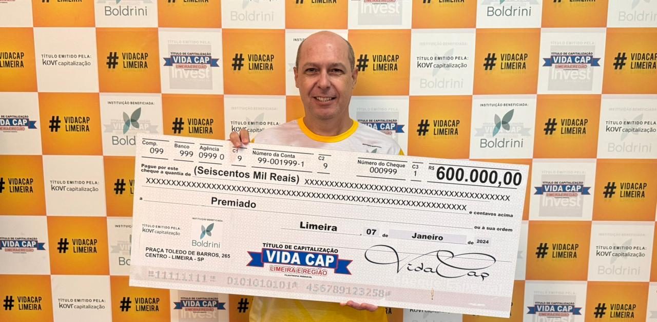Assistente administrativo de Rio Claro ganha 600 mil no quarto sorteio do Vida Cap.